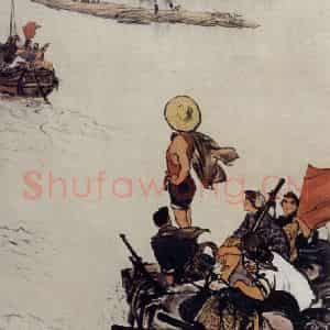 1960年 王绪阳《运河上》国画人物作品图片鉴赏