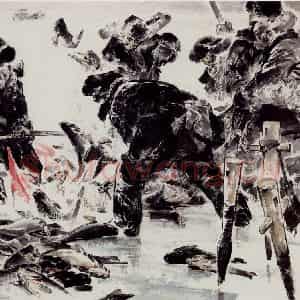 1984年 王绪阳《冰湖鱼跃》国画人物作品图片鉴赏