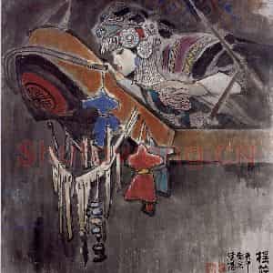 1988年 王绪阳《摇篮》国画人物作品图片鉴赏