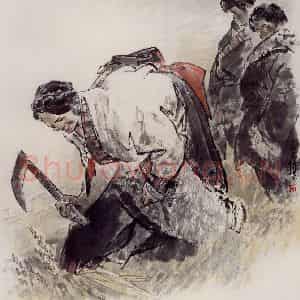 1999年 王绪阳《收获》国画人物作品图片鉴赏