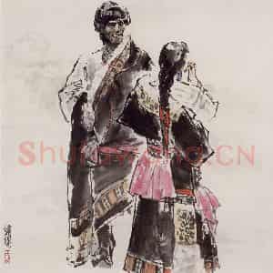1998年 王绪阳《新婚》国画人物作品图片鉴赏