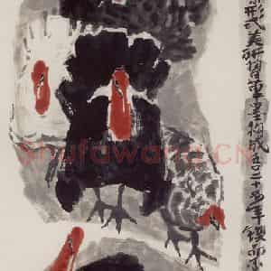 现代 张广《火鸡图》国画花鸟作品图片鉴赏