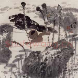 现代 张广《戏水图》国画综合作品图片鉴赏