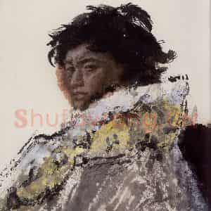 张广《黄河源头牧羊人(局部)》国画人物作品图片鉴赏
