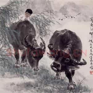 现代 张广《清漓江畔》国画综合作品图片鉴赏