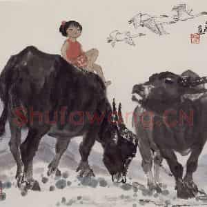 现代 张广《牧》国画综合作品图片鉴赏