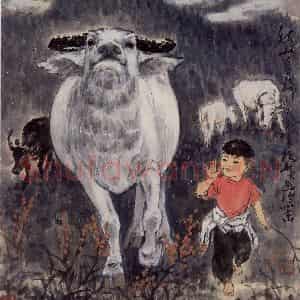 现代 张广《秋山暮归图》国画综合作品图片鉴赏