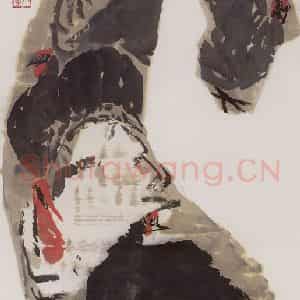 张广《拓片火鸡》国画花鸟作品图片鉴赏