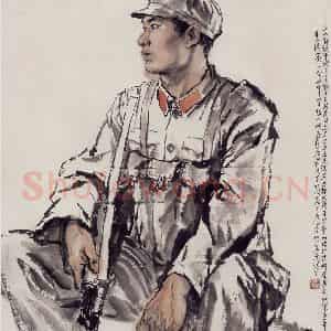 现代 张广《战士》国画人物作品图片鉴赏