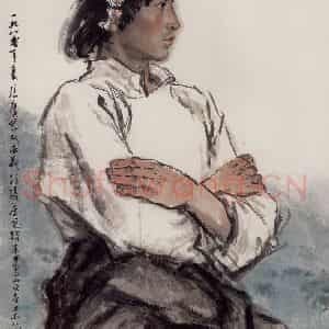 现代 张广《藏族青年》国画人物作品图片鉴赏
