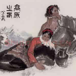 张广《高原之春》国画人物作品图片鉴赏