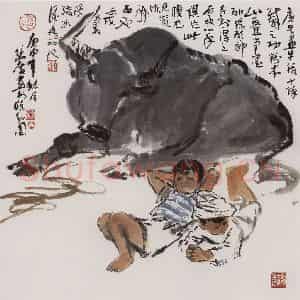 张广《小憩》国画综合作品图片鉴赏