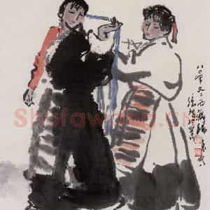 张广《梳妆》国画人物作品图片鉴赏