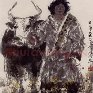 现代 张广《甘南牧民》国画人物作品图片鉴赏