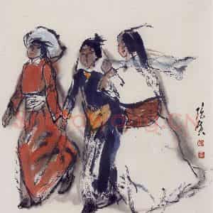 现代 张广《载歌行》国画人物作品图片鉴赏