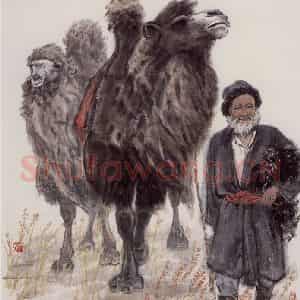 现代 张广《大漠行》国画综合作品图片鉴赏