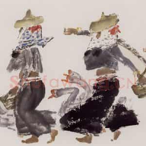 现代 张广《赶集》国画综合作品图片鉴赏