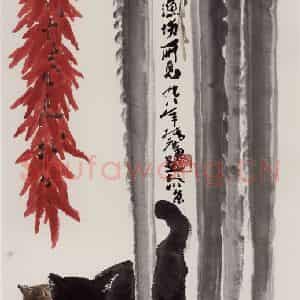 现代 张广《咪咪细语》国画花鸟作品图片鉴赏