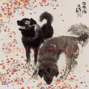 现代 张广《旺旺图》国画花鸟作品图片鉴赏