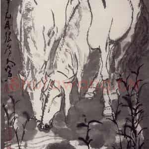 现代 张广《饮》国画花鸟作品图片鉴赏