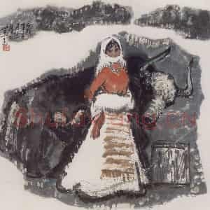 现代 张广《藏北风情》国画综合作品图片鉴赏