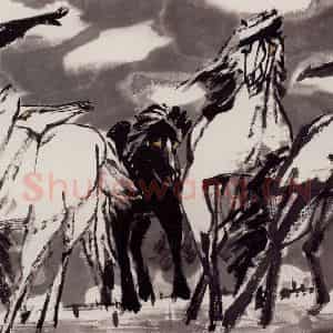 现代 张广《白云下》国画花鸟作品图片鉴赏