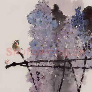 2004年 赵梅生《花树灿灿》国画花鸟写意作品图片鉴赏