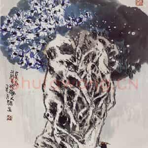 2005年 赵梅生《莫忘前贤种树人》国画花鸟写意作品图片鉴赏