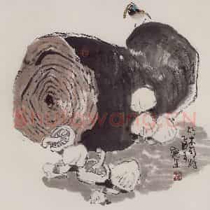 2005年 赵梅生《朽木可雕》国画花鸟写意作品图片鉴赏