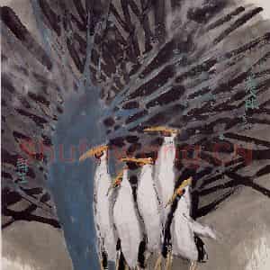 2005年 赵梅生《护林》国画花鸟写意作品图片鉴赏