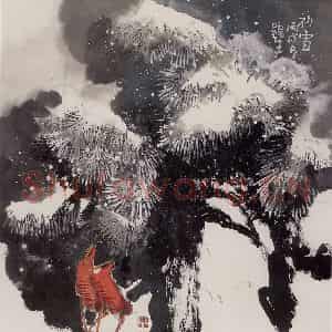2006年 赵梅生《初雪》国画花鸟写意作品图片鉴赏
