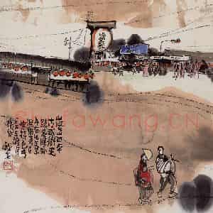 1988年 赵梅生《日本岚山》国画山水写意作品图片鉴赏