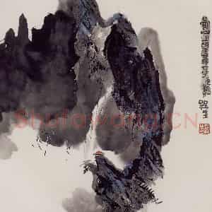 2000年 赵梅生《黄山望峰亭》国画山水写意作品图片鉴赏