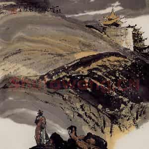 2001年 赵梅生《敦煌驼铃》国画山水写意作品图片鉴赏