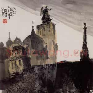 2001年 赵梅生《西欧风光》国画山水写意作品图片鉴赏