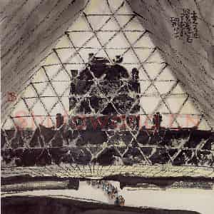 2000年 赵梅生《走进卢浮宫》国画山水写意作品图片鉴赏