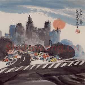 2001年 赵梅生《车水马龙》国画花鸟写意作品图片鉴赏