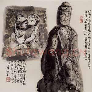 2001年 赵梅生《北魏石刻与东汉石雕》国画花鸟写意作品图片鉴赏