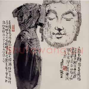 2001年 赵梅生《北齐石雕菩萨》国画花鸟写意作品图片鉴赏