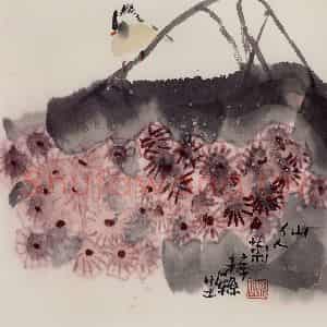 1991年 赵梅生《仙人菊》国画花鸟写意作品图片鉴赏