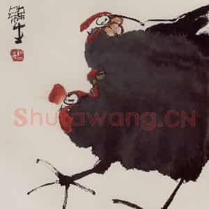1993年 赵梅生《鸡》国画花鸟写意作品图片鉴赏