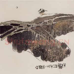 1994年 赵梅生《月上秋江》国画花鸟写意作品图片鉴赏