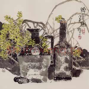 1998年 赵梅生《醉春图》国画花鸟写意作品图片鉴赏