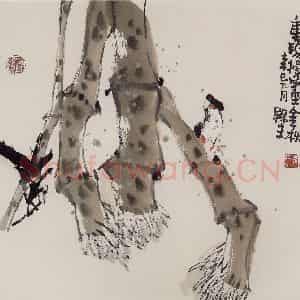 2001年 赵梅生《重阳操墨金秋》国画花鸟写意作品图片鉴赏