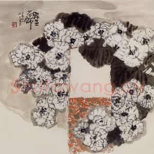 2001年 赵梅生《花饰》国画花鸟写意作品图片鉴赏
