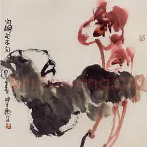 2001年 赵梅生《向阳花木早向春》国画花鸟写意作品图片鉴赏