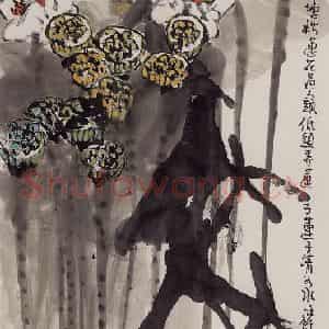 2002年 赵梅生《采莲南塘》国画花鸟写意作品图片鉴赏