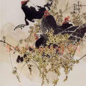 2003年 赵梅生《春晓》国画花鸟写意作品图片鉴赏