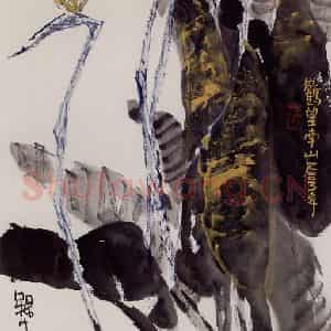 2003年 赵梅生《鹤望南山》国画花鸟写意作品图片鉴赏