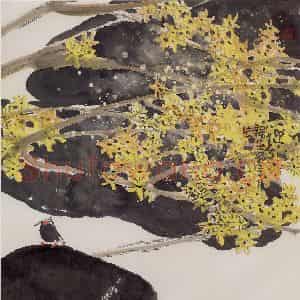 2003年 赵梅生《迎春》国画花鸟写意作品图片鉴赏